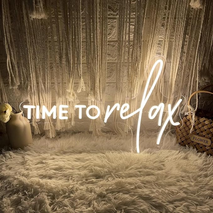 TIME To relax Warm White Led Neon Lights for Wedding Event Wall Decor Party Salon Bar Business Logo Beauty Salon Massage Parlor High-End Restaurant