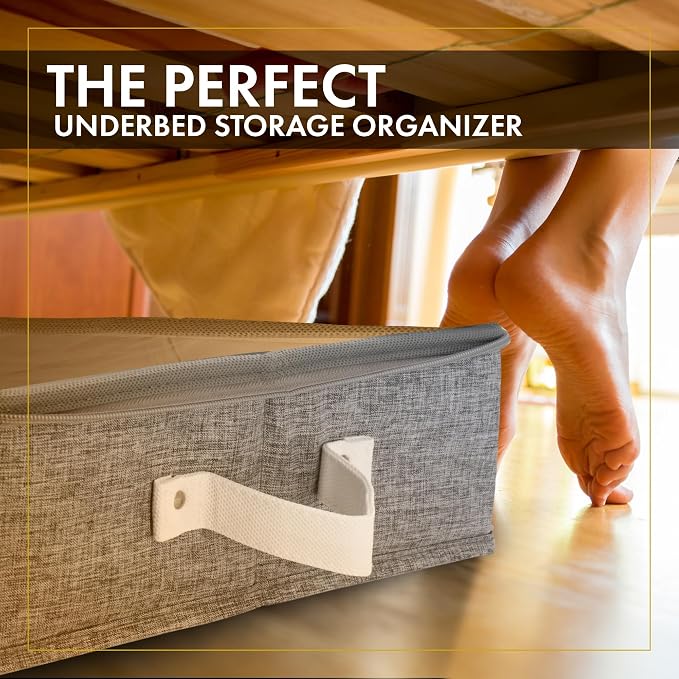 Under Bed Storage, Medium 2pc with Lid, Light Gray | Drawer-style pull-out design, Fits blankets, clothes, fabric & shoes, Bins with lids, Bedroom & closet storage