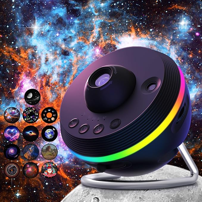 Galaxy Projector, 13 in 1 HD Planetarium Galaxy Star Projector | 360 Rotating Star Projector Light with Adjustable Knob and Timer for Kids, Ceiling, Gifts, Room Decor