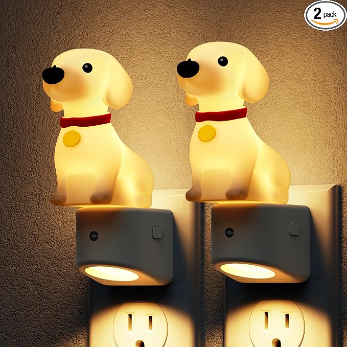 L LOHAS LED Night Light for Kids,3D Cute Puppy Night Lights | Dachshund with Dusk to Dawn Sensor, RGB+Soft White 3000K,Dog Night Light,Birthday Gift Nightlight for Kids,2Pack