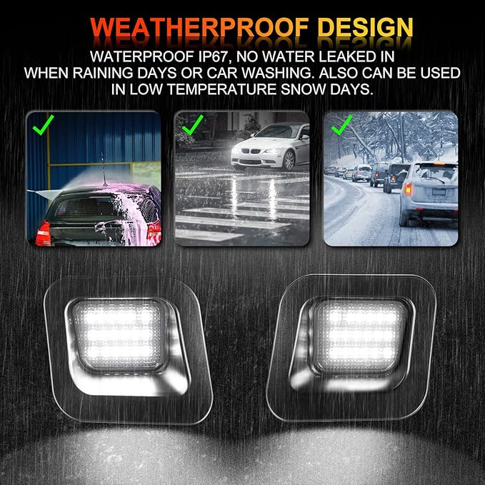 LED License Plate Lights with Metal Retainer Clips for 2003-2018 Dodge Ram 1500 2500 3500 Rear Bumper Tag Lamp 2PCS, 6000K White