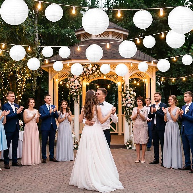 30 Pack 10 Inch White Paper Lanterns Hanging Paper Lanterns Decorative Round Ball Lights for Wedding Birthday Party Home Decorations
