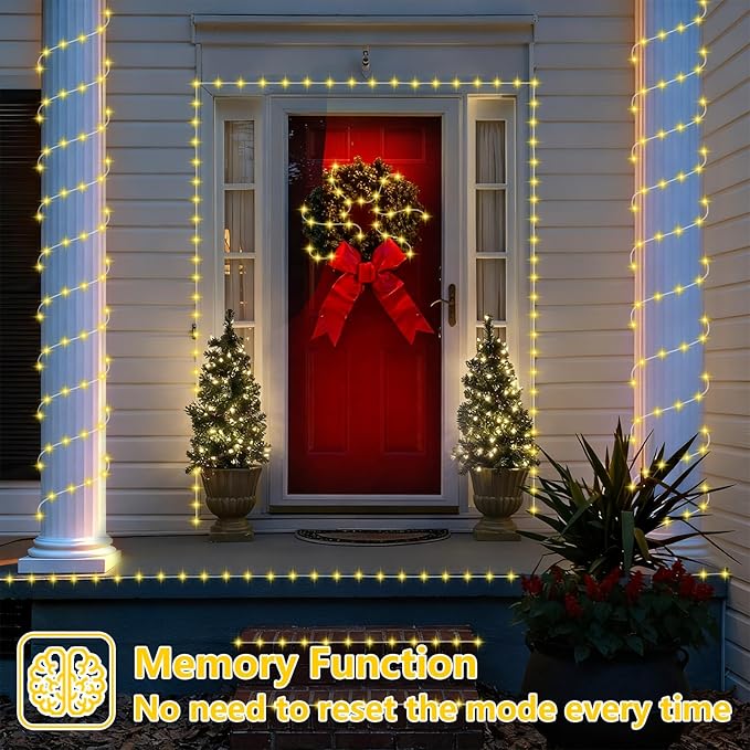 YEGUO Solar Rope Light Outdoor Waterproof, 66ft 200 LED Warm White String Lights, 8 Modes Tube Christmas Lights in Clear Thin Tube