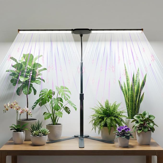 Grow Light for Indoor Plant, 6000K Full Spectrum Plant Lamp | White Red Blue LED for Pot Succulents Seed Growing, Light Strip Foldable & Height Extendable 9-25'', Auto Timer 4 8 12Hrs