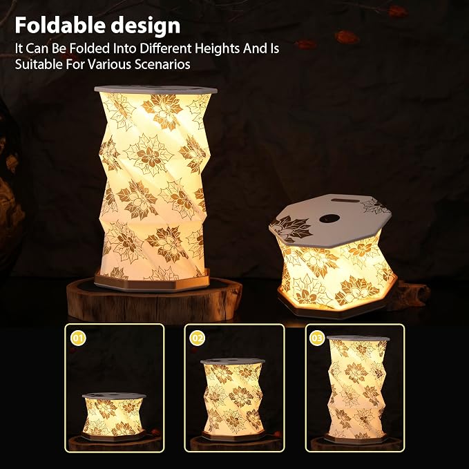 Birthday Flower Folding Lamp, Paper Lantern Lights, Japanese Gifts | Rechargeable Paper Light, Elegant Gift Box – Ideal Anniversary, Birthday Gift for Women, Mom, Grandma-White Christmas Rose