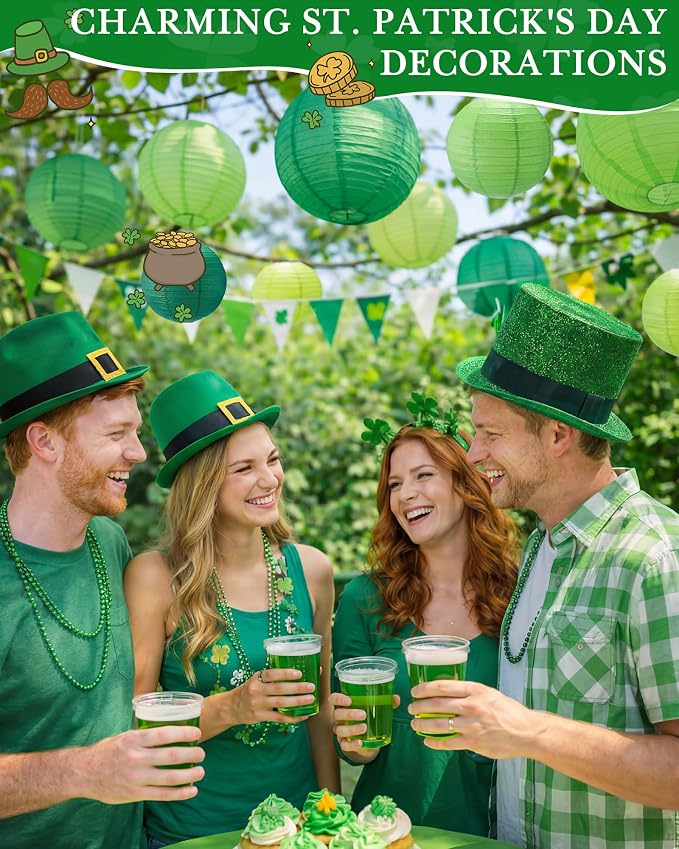 Treela 48 Pcs Paper Lanterns Party Decorations Round,Green Series