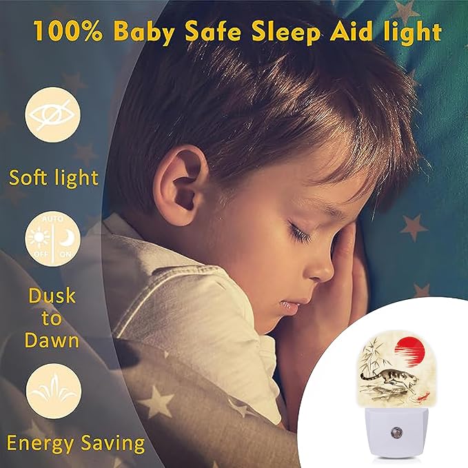 Japanese Funny Cat Night Lights Plug into Wall for Girls Boys Room,Night Light LED Lamp Dusk to Dawn Sensor Round Lamp for Bedroom Bathroom Hallway Home Wall Decor
