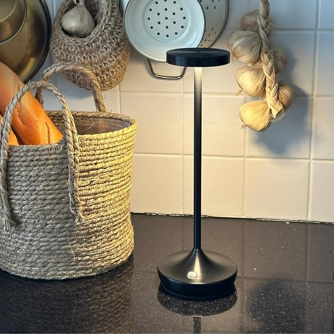 Cordless LED Table Lamps, Rechargeable 6000mAh, 72H Runtime, Waterproof | Stepless Touch Dimming with 3 Color Modes & Memory Function for the Perfect Ambiance at Home, Restaurants & Patios (Black)