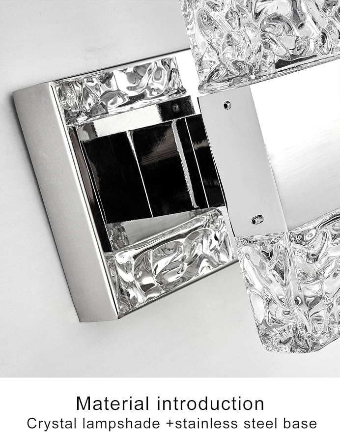 Modern LED Bathroom Vanity Light Fixtures Chrome Stainless Steel 4 Light Wall Sconces Over Mirror 28 Inch 40w Crystal Cool White 5800K Dimmable