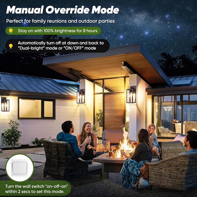 2-Pack 13” Upgraded Motion Sensor Outdoor Wall Lights, Brown | Auto ON/OFF, 3 Lighting Modes, Waterproof, Rust-Resistant, Durable Metal & Clear Glass, Standard E26 Sockets, Easy to Install