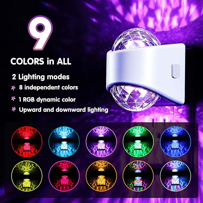L LOHAS LED Night Light for Kids,Plug in Night Light with Light Sensor | Multi-Color Projector Light for Kids Playroom Ceiling Decor Home Theater Party