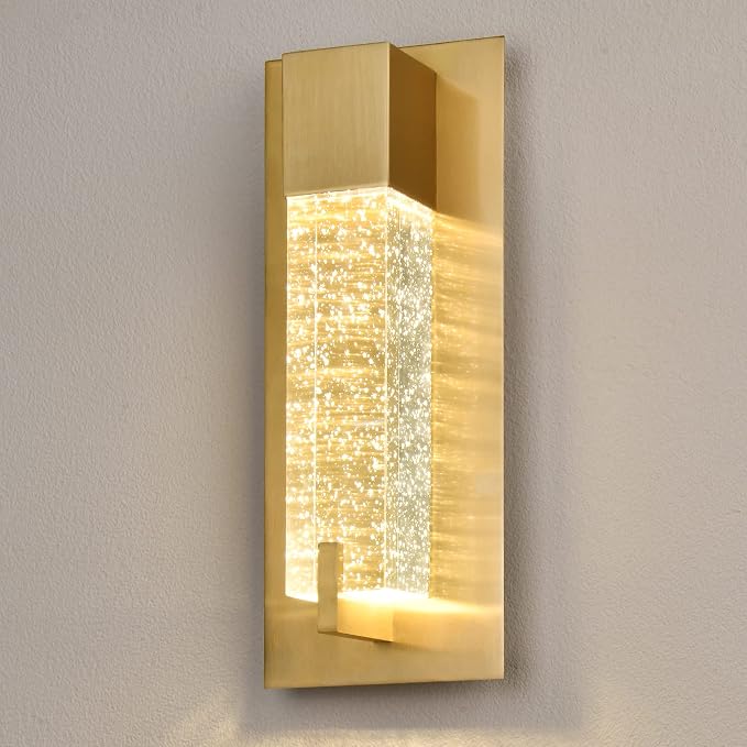 WOSHITU LED Wall Sconce Light: 11 Inch Gold Modern Sconces Wall Lighting 3000K Dimmable Crystal Wall Lamps Indoor Bathroom Sconce Wall Mount Light Fixtures for Living Room/Bedroom/Hallway