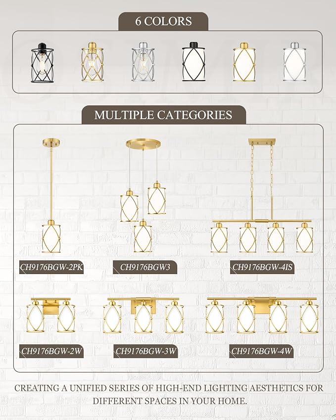 2-Light Brushed Nickel Bathroom Light Fixtures, 13.8 Inch Modern Bathroom Vanity Lighting Fixtures Over Mirror with Clear Glass and Metal Cage Wall Sconce Lights for Bath, E26, CH9176BN-2W