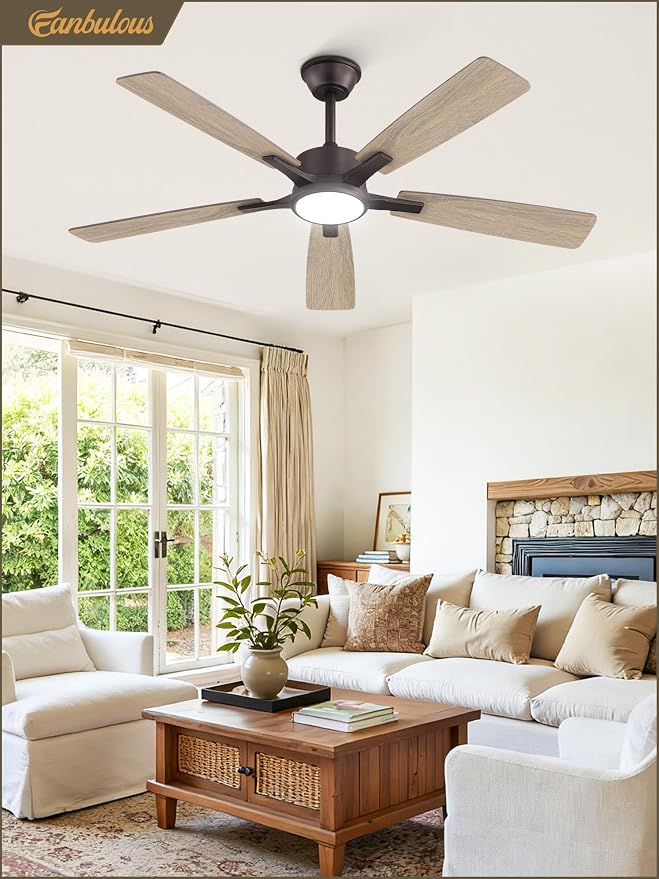 Fanbulous 52 Inch Ceiling Fans with Light, Oil Bronze, Remote & APP Control | Stepless CCT & Dimmable Light, 20W LED Ceiling Fan, 6 Speeds, Reversible Quiet DC Motor, for Bedroom, Living Room, Apartment