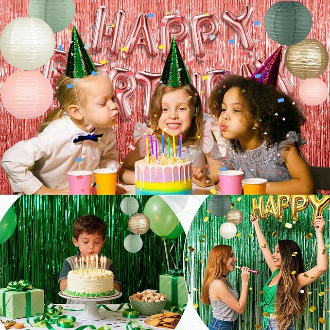 12Pcs Paper Lanterns 6”, 8”, 10”, 12”,Paperlanterns Party Decoration, Sage Green Gold Ivory Pink Paper Lanterns for Wedding, Bridal, Birthday, Outdoor, Home, Garden, Holiday and Party.