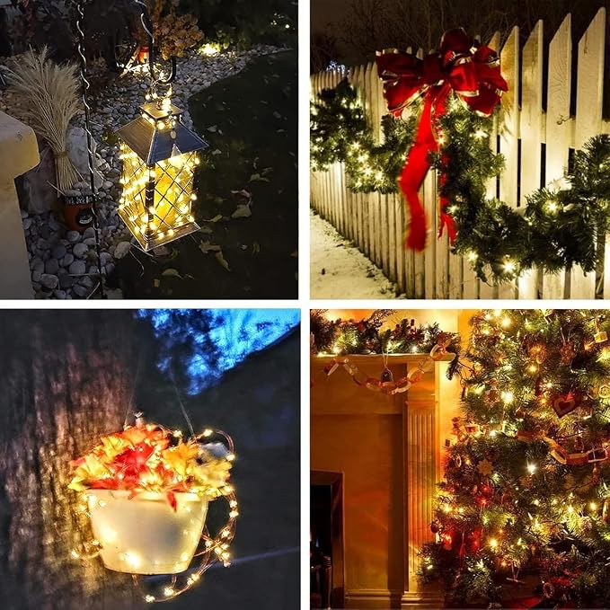 Solar Fairy Lights, 6 Pack Total 600LED 216FT Waterproof String Lights | Warm White, Copper Wire, 8 Lighting Modes Solar Twinkle Lights for Tree Garden Patio Party Outdoor Christmas Decorations