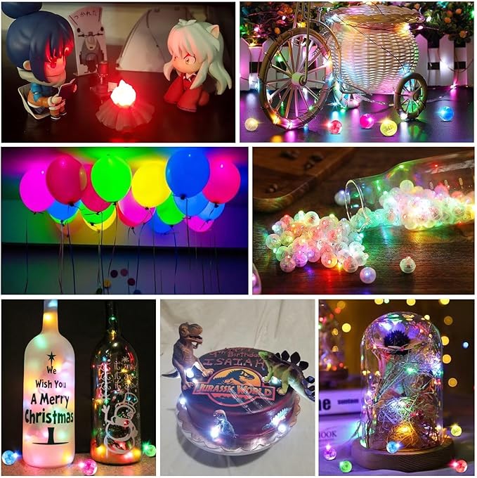 100Pcs Balloon Lights with Lanyard, 5 Mix Colors Balloons Light for Party Paper Lantern Decorations, Easter Eggs Birthday Wedding Halloween Christmas Decoration - Mix Color
