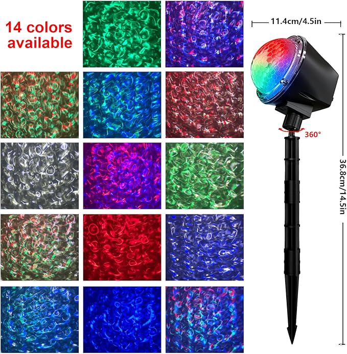 Christmas Ocean Wave Projector Light Outdoor，Halloween Water Effect Lamp | 15 Colors , Remote & Timer, IP65 Weatherproof, Indoor for Yard, House Parties, Holiday,Wedding, Bedroom Ceiling Decor