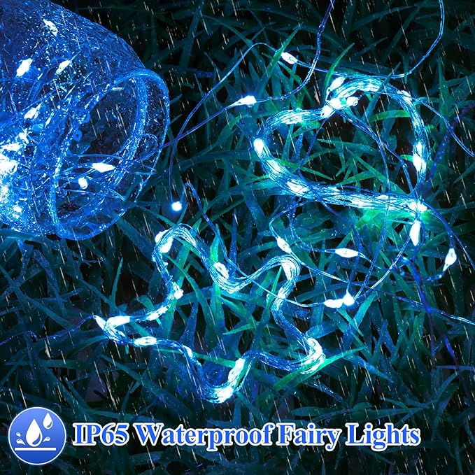 Lakumu 12-Pack Fairy Lights Battery Operated String Lights-7FT 20 LED,Waterproof Silver Wire Firefly Lights for Mason Jars DIY Bedroom Wedding Party Centerpiece Table Decor, Blue