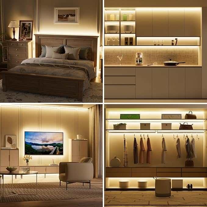 PAUTIX COB LED Strip Light 32.8ft/10m,Work with Alexa/Google Assistant, Warm White led Strip 3000K UL Listed,Dimmable 24V Flexible Tape Light,Super Bright Strip Lights for Office,Bedroom,Kitchen