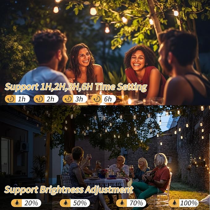 48FT LED Outdoor String Lights, S14 IP65 Waterproof Patio Lights Outside Light, Edison Shatterproof Bulbs with Remote Control Vintage Backyard Light, Garden, Deck Lighting