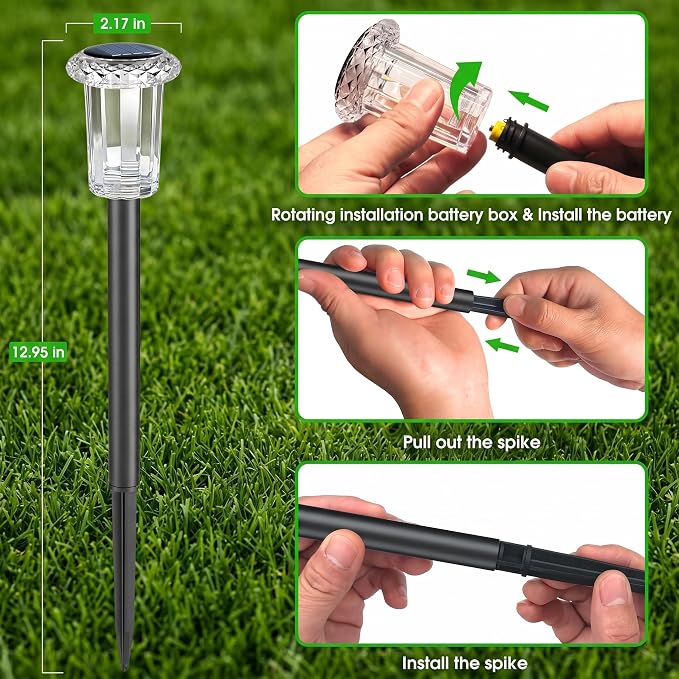 Eyrosa Solar Pathway Lights Outdoor Waterproof Starburst Pattern 10 Pack | Solar Outdoor Lights for Garden Yard Lawn Path Walkway Driveway Labdscape,Stake Lighting Outside Decor