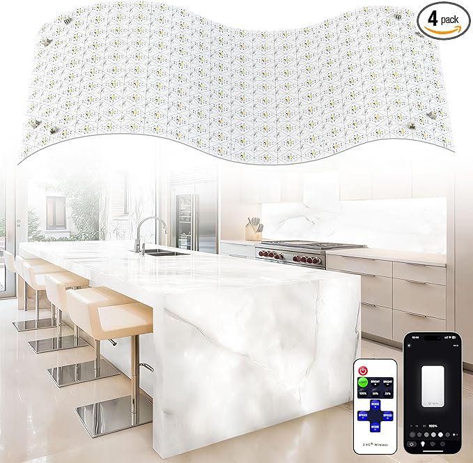 20 Pack LED Backlight Sheet, 24V 36W 6000K White Flexible Led Panel with Alexa & APP Remote Control Dimmable Transparent Film Screen 19.7X9.7 Inch for Translucent Stone/Marble/Onyx/Quartz Countertop