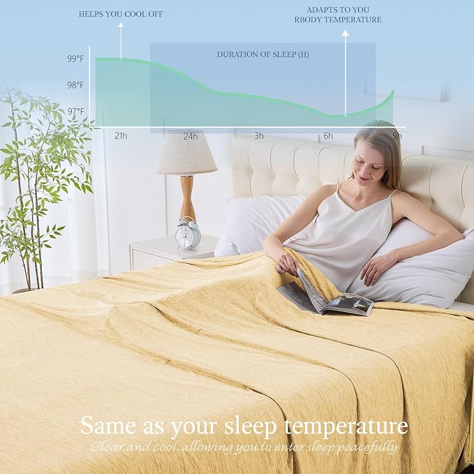 Cooling Blanket Throw Size, 50"x70" Cooling Blankets for Hot Sleepers, Cold Blanket Thin Lightweight Breathable Soft for Couch Bed, Lightweight Blanket Keep Cool for Night Sweats
