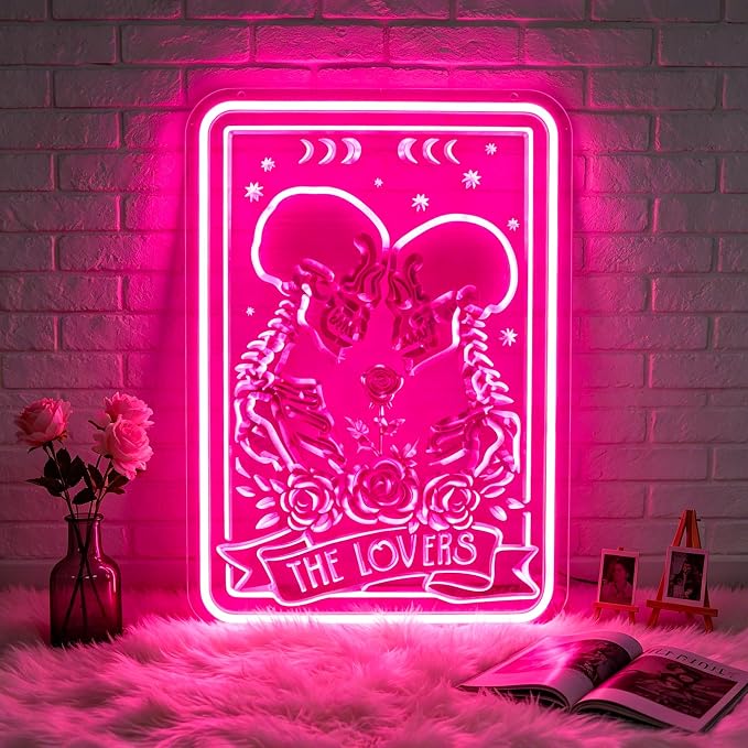 Neon Sign, Skull Neon Signs for Wall Decor LED Signs Neon Light | Skull Lover Neon Sign for Bedroom, Man Cave, Gaming Room, Home Decor, Skeleton Halloween Decor, Pink Decor, Gift, USB Powered