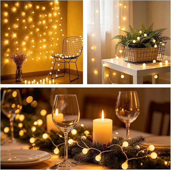99FT 200LED Globe String Lights, Waterproof 8 Modes Hanging Fairy Lights Plug with Remote for Patio Garden Holiday Tree Yard Party Wedding Indoor Outdoor Decor, Warm White