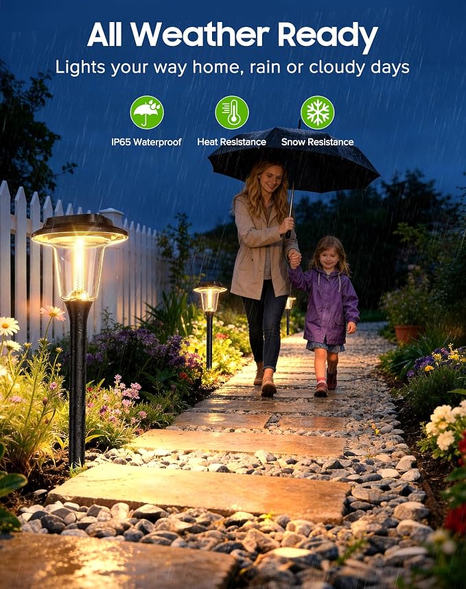 2026 New Solar Pathway Lights, 12 Pack Solar Lights Outdoor, Waterproof IP65, Upgraded Bright LED, Auto On/Off, Modern Garden Lights, Solar Powered Light for Yard, Lawn, Walkway, Driveway, Patio Decor