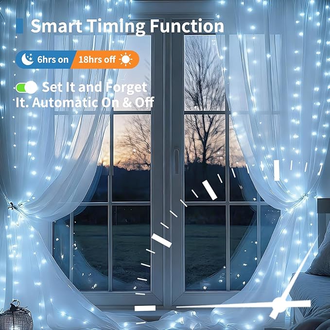 2 Pack Fairy Curtain Lights, 300 LED Upgraded Tangle-Free Hanging Lights with Remote, USB Plug in String Lights for Wall Window Wedding Party Xmas Home Décor - 9.8 x 9.8 Ft, Cool White