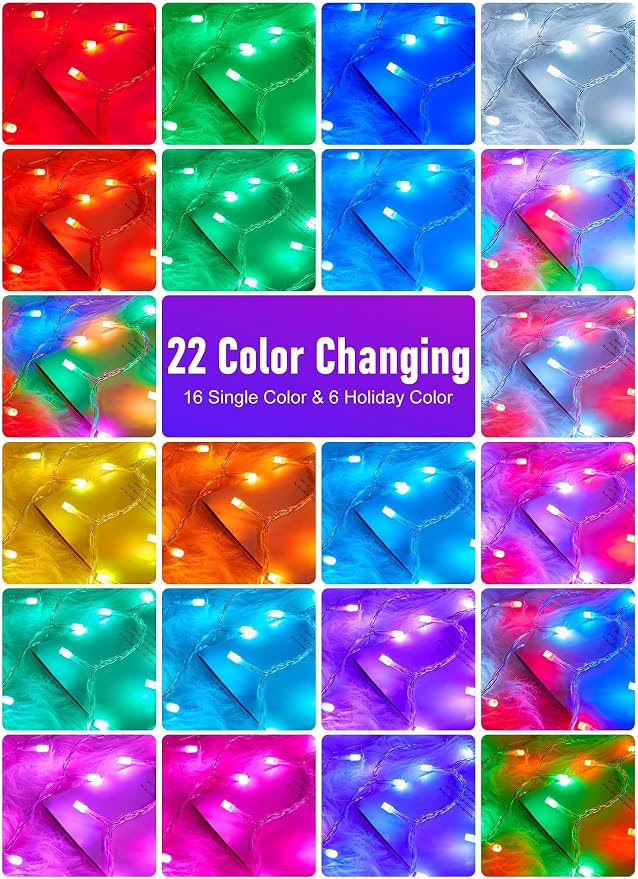 Minetom String Lights Color Changing - 22 Colors 66FT 200 LED Fairy String Lights with Remote,Twinkle Fairy Lights Indoor with 12 Lighting Modes, Pastel Easter Lights for Bedroom
