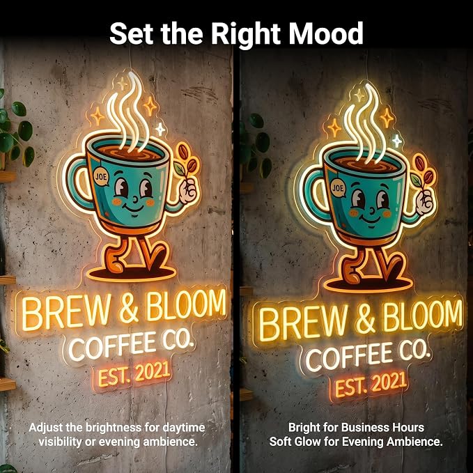 Custom Logo Neon Sign, UV Printed LED Sign for Business, Office & Salon | Personalize your logo or image with UV printing for storefronts, offices, salons, studios, clubs, bands, parties and events.