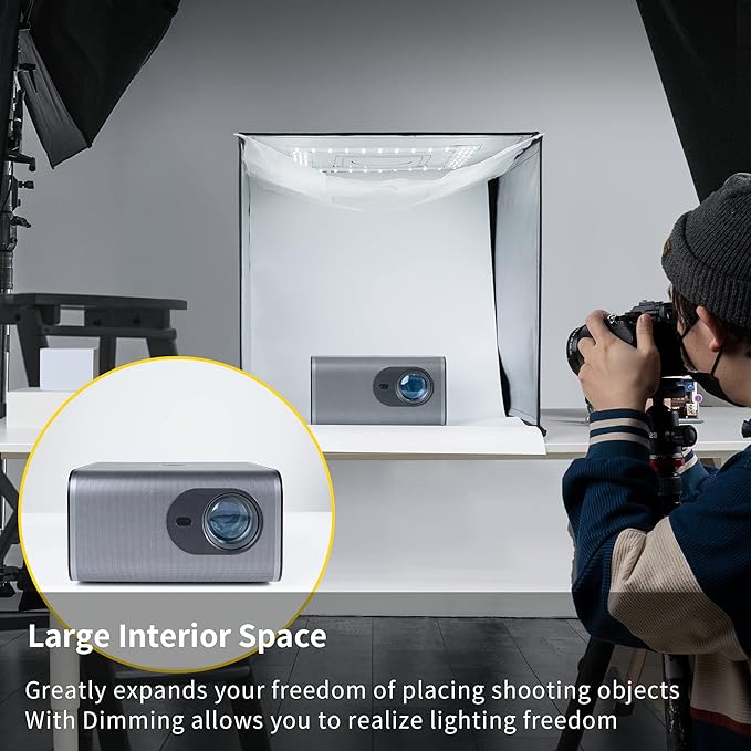 RALENO Photo Studio Light Box, 20''x20'' Photo Box, Light Box Photography (120 LEDs, 5500K, 97CRI, 50W, 6 Color PVC Backdrops) for Still Life Photography
