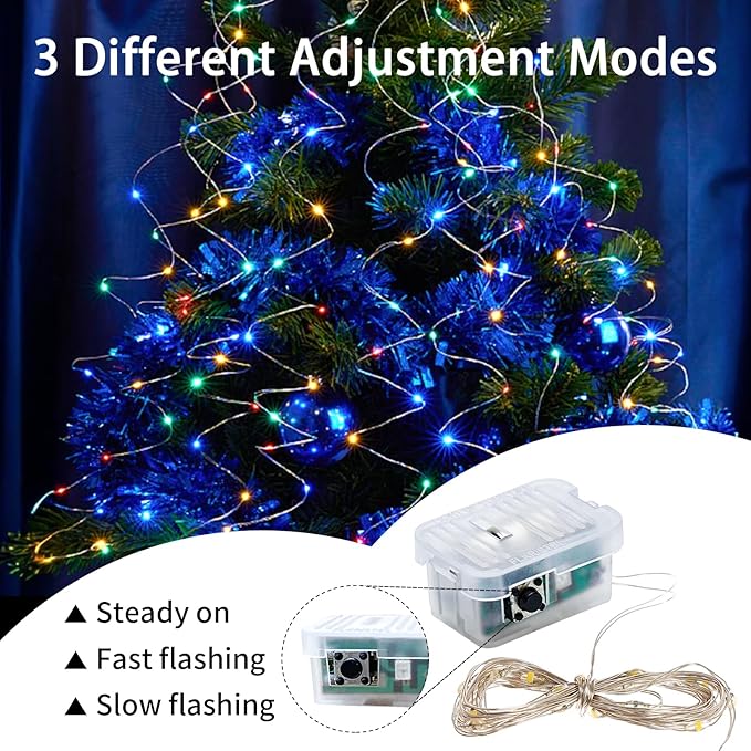 24 Pack Fairy Lights 7Ft 20 LED Twinkle String Lights Battery Operated Waterproof Firefly Starry for Mason Jar Party Wedding Christmas Valentines Day, 8-Colors
