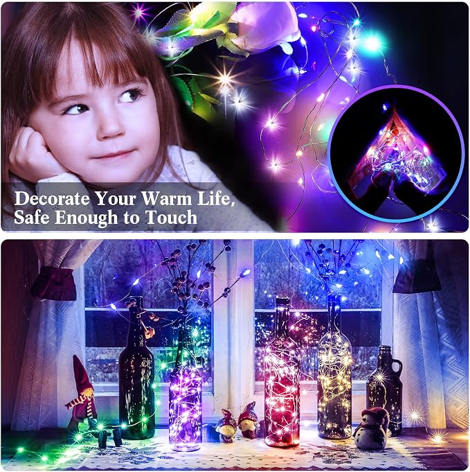 150 Pack LED Fairy Lights Colored Battery Operated String 3 Speed Modes 7 ft 20 LED Starry Wedding Decoration Waterproof Wire Twinkle Light for DIY Jar Bedroom Party Supplies (Multi Color)