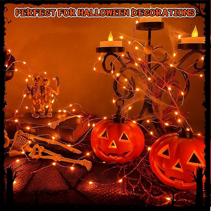Macarrie 6 Pcs Orange Fairy Lights USB Powered 16 ft 50 LED String Lights Plug in for Indoor Outdoor Bedroom DIY Party Wedding Home Festival Tree Garden Xmas Decoration