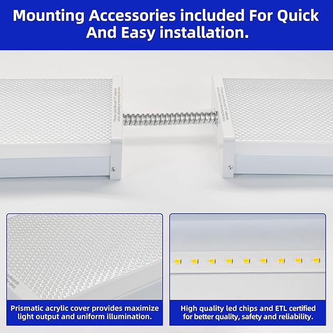hykolity 4FT LED Wraparound Light, 40W, 4400lm, 4000K, [2-lamp 32W Fluorescent Equiv.], 4 Foot LED Wrap Light Fixture, Flush Mount Office Ceiling Light for Garage, Office, Kitchen, ETL Listed