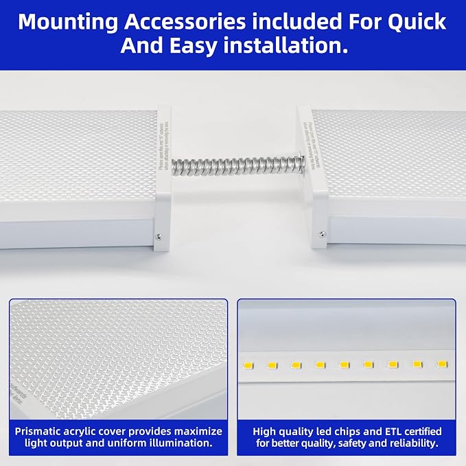 hykolity 4FT 5.7" W LED Wraparound Light with 40W 4400LM 4000K, Hardwired | 4 Foot LED Wrap Light Fixture,2-Lamp 32W Fluorescent Equiv. Flush Mount Office Ceiling Light for Garage Office Kitchen,ETL,2P