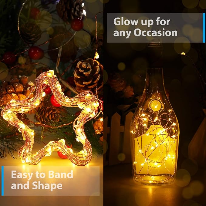 Ariceleo USB LED Fairy String Light, 1 Pack Copper Wire Fairy Lights for Indoor, Bedroom Festival Christmas Wedding Party Patio Decorative Window with USB Interface (16ft./5M,Warm White)