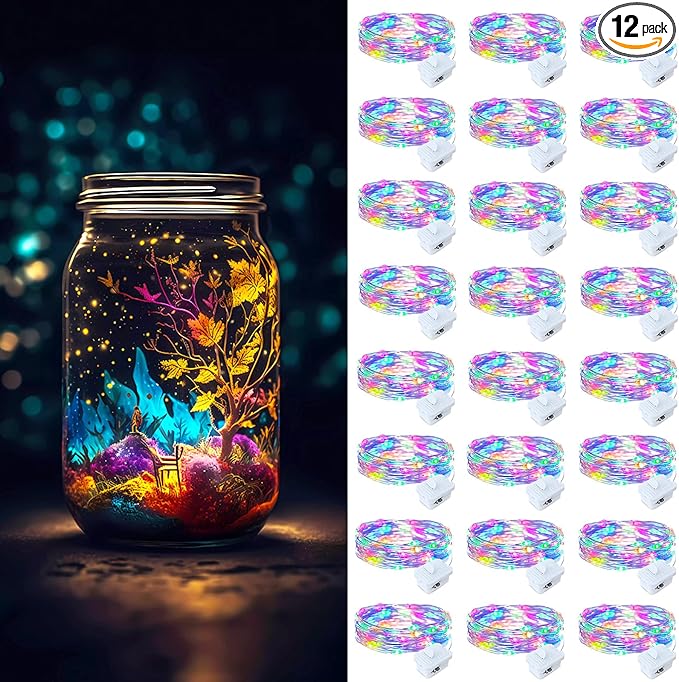 ZGWJ Fairy Lights Battery Operated, 24 Pack Colorful Twinkle String Lights 20 LED 7FT Mini LED Lights for Bedroom Decor, Easter, Halloween, Christmas, Wedding Party Indoor and Outdoor Decorations