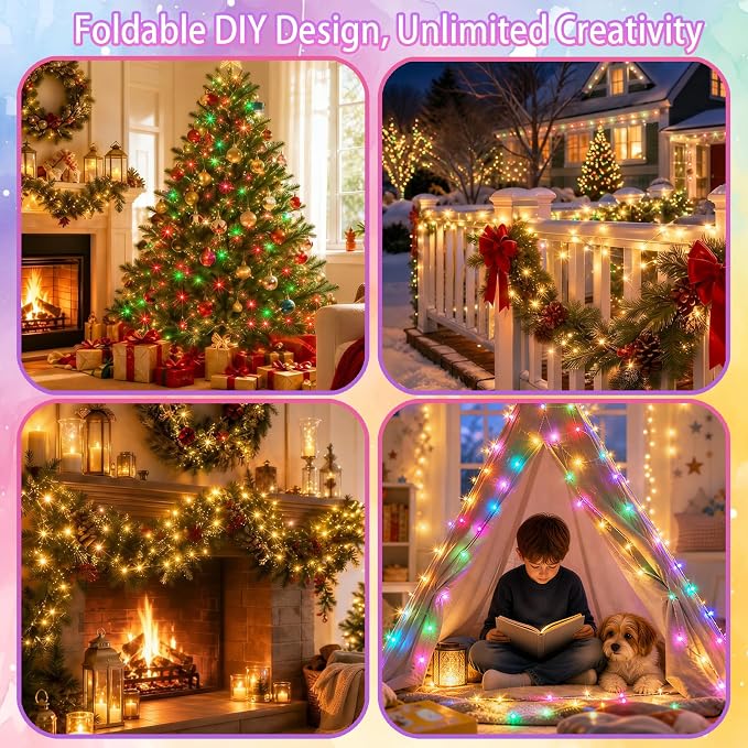 200 LED Fairy Lights Color Changing, 66 FT 35 Colors Christmas Lights with Remote Green Wire, Waterproof Twinkle String Lights for Bedroom Halloween Xmas Tree Holiday Wedding Party Indoor Outdoor