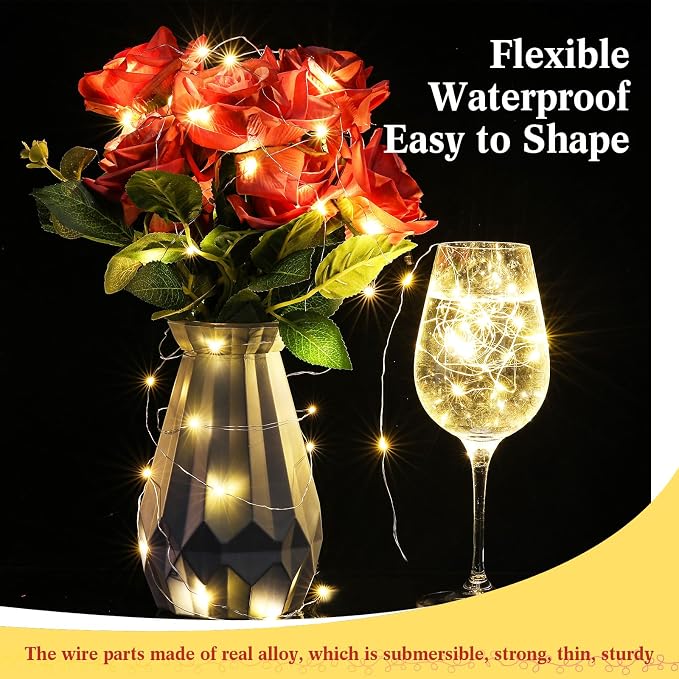 150 Pack LED Fairy Lights Colored Battery Operated String 3 Speed Modes 7 ft 20 LED Starry Wedding Decoration Waterproof Wire Twinkle Light for DIY Jar Bedroom Party Supplies (Warm White)