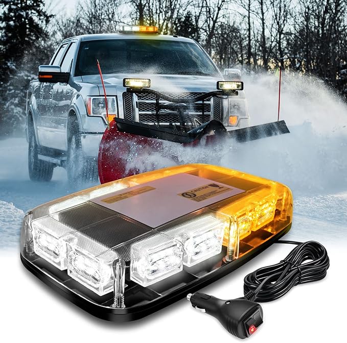 Nilight 12 Inch Roof Top Strobe Lights, 48LED Hazard Light Emergency Safety Warning LED Flashing Light Bar Magnetic Mount, 12V-24V Cars Trucks Tractors Snow Plows Construction