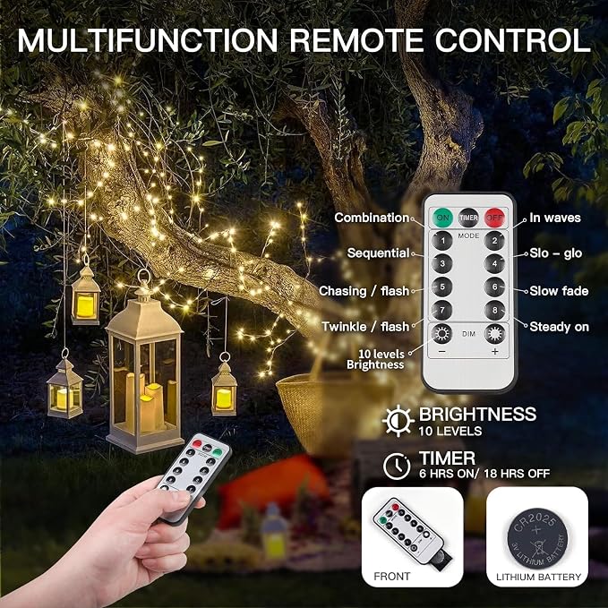 Fairy Lights Battery Operated,4Pack Total 132ft 400 LED Twinkle Lights for Bedroom, Dorm Decor