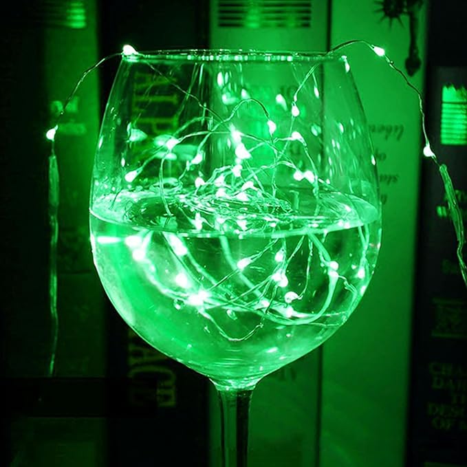6 Pack Fairy Lights Battery Operated String Lights - 7ft 20 LED Waterproof Silver Wire Firefly Lights for DIY Wedding Décor Table Centerpieces Craft Mason Jars Party Decor(Green)