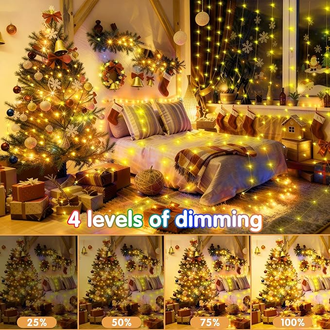 KNONEW 532FT 1600LED Outdoor Fairy Lights Plug in Warm White Xmas Decor | Timer, Memory, Dimmable, Remote, Waterproof, Copper Wire, Flexible, for Garden, Wedding, Party, Indoor/Outdoor, Christmas