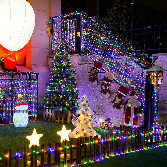 JMEXSUSS 2Pack Multicolor Fairy Lights Battery Operated, Total 400LED 132ft | With Remote, Waterproof, 8 Modes, Battery Powered Christmas Fairy String Lights for Bedroom Tree Patio Deck Garden Xmas Decor