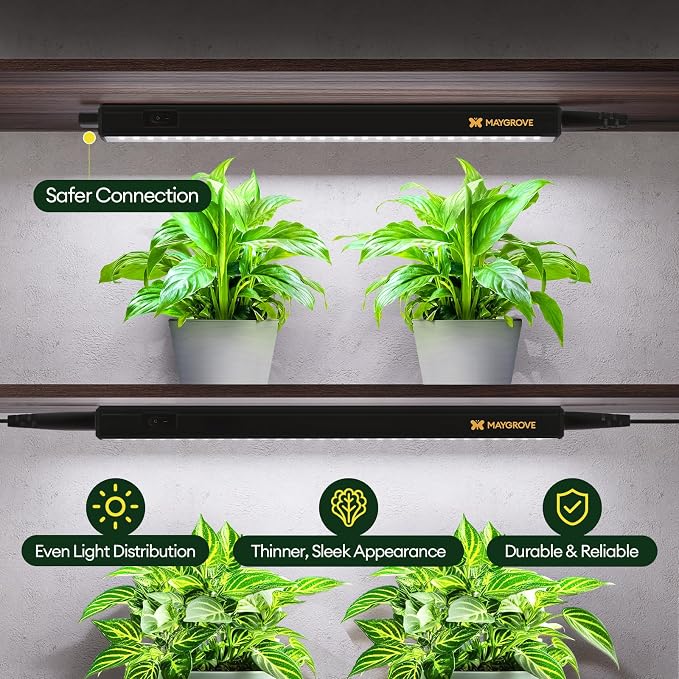 Grow Lights for Indoor Plants, Sunlike Full Spectrum 5000K 1FT LED Growing Lamp 28W (4 x 7W), T5 Grow Light Strip for Seed Starting, Vegetables, Linkable, Black, 4-Pack